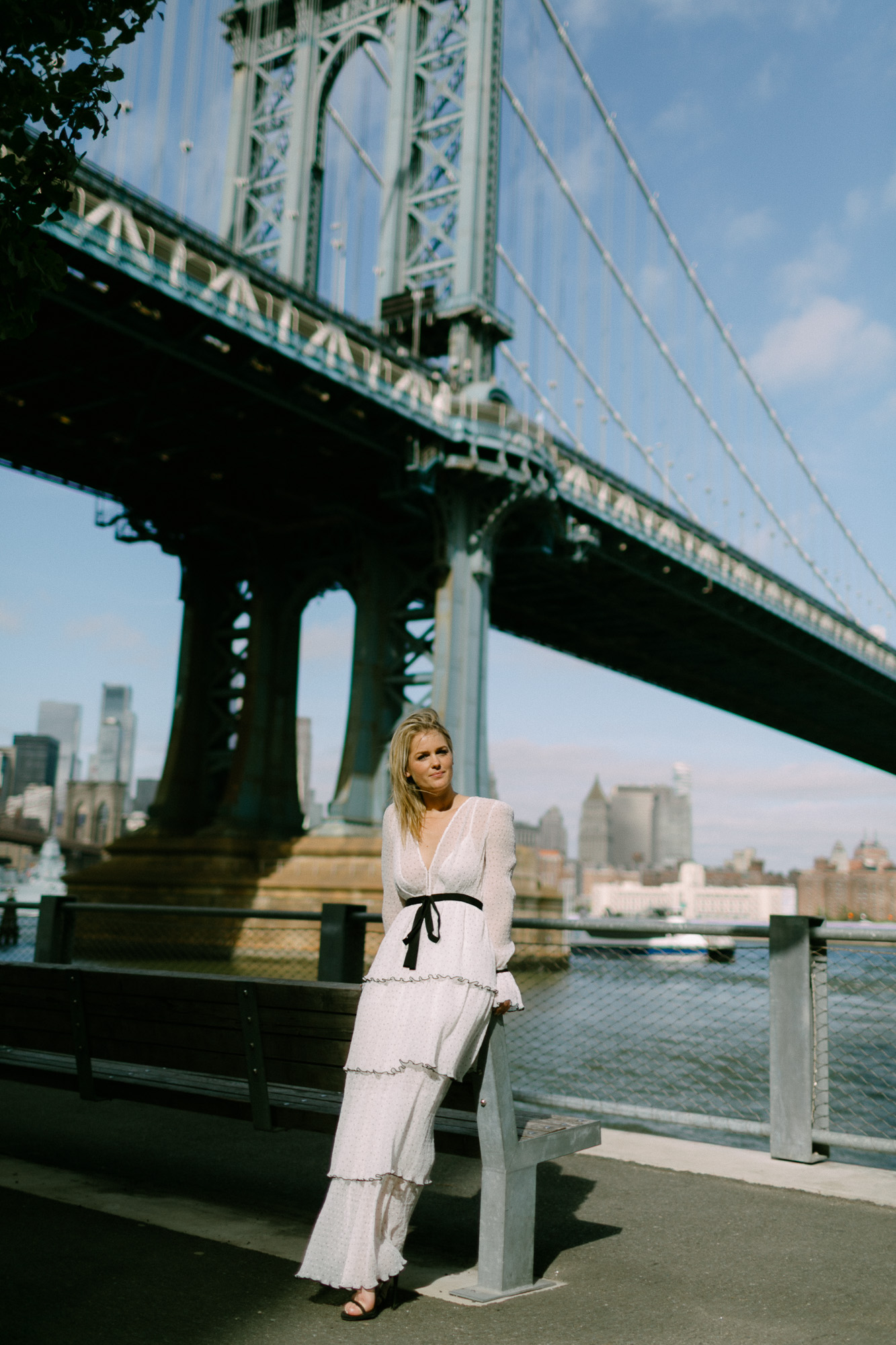 White maxi dress Manhattan Bridge