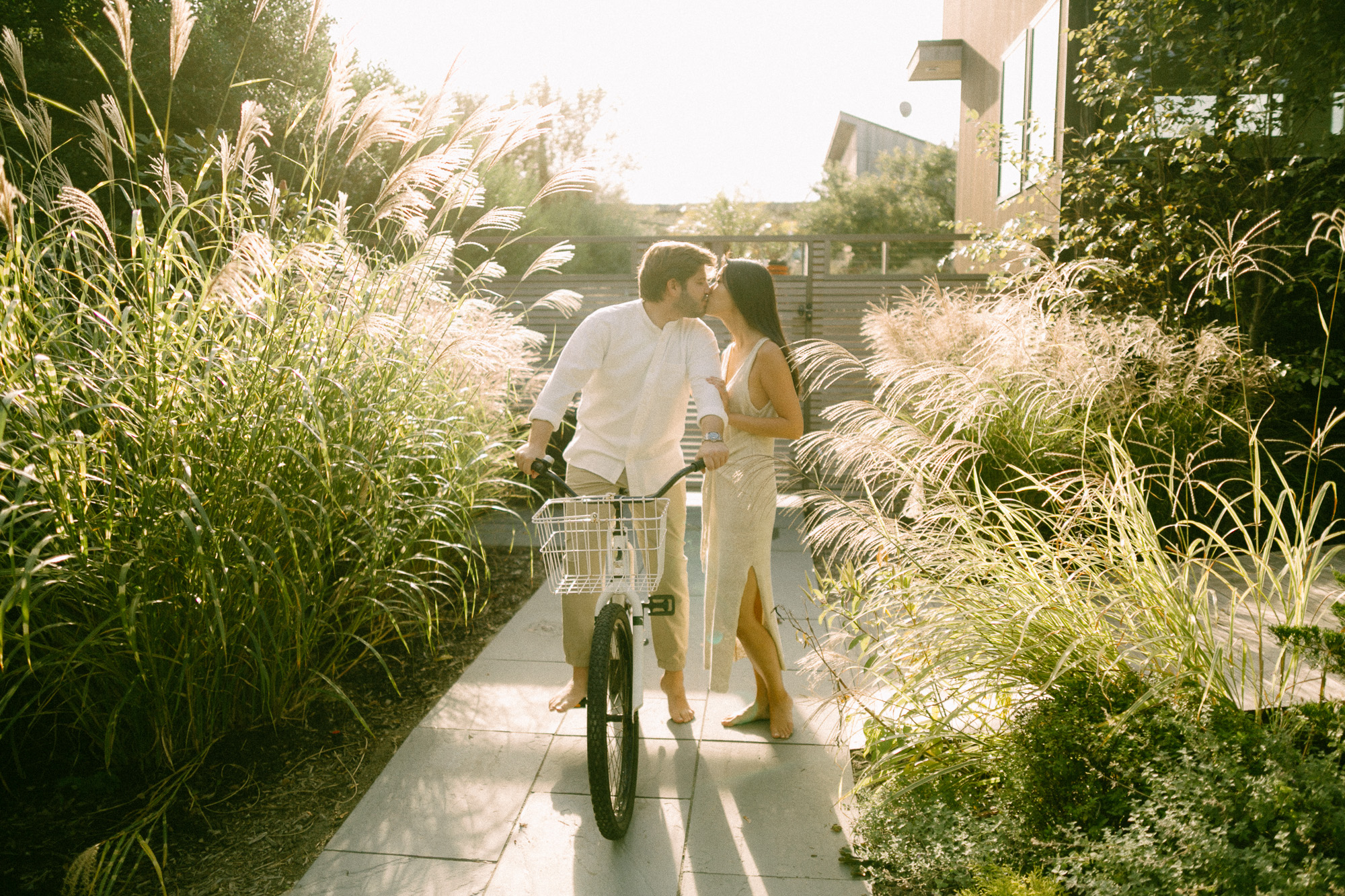 Couple at golden hour in garden