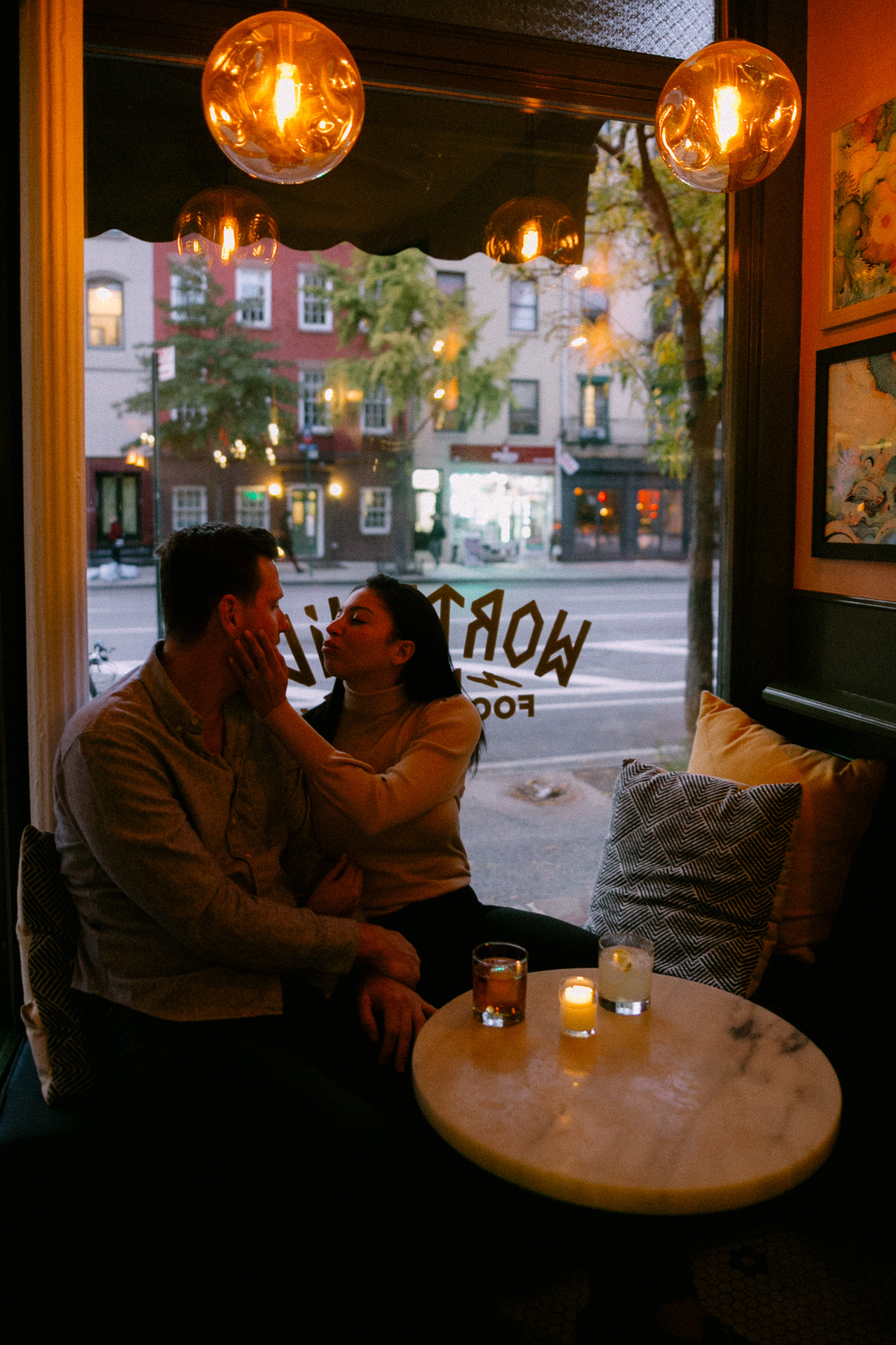 Warm neutrals at a bar