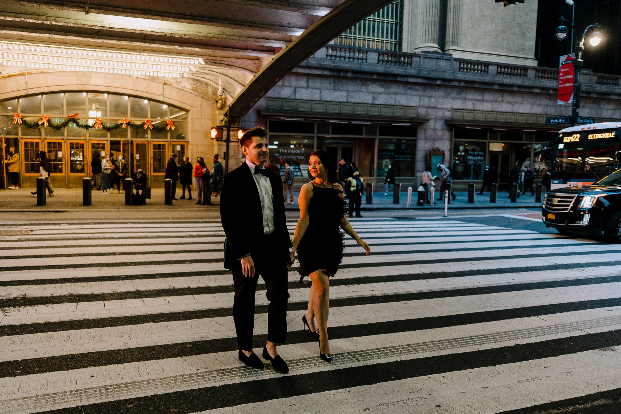 Black tie at Grand Central night
